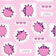 Pink ladybirds seamless vector pattern N2