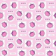 Pink patches with ladybirds and hearts seamless vector pattern N2