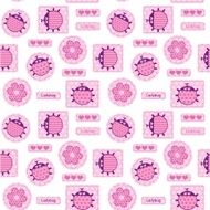 Patches pink ladybirds and hearts seamless vector pattern N2