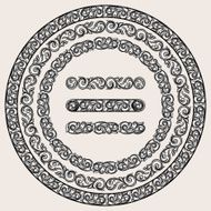 Decorative ornate design elements and three brushes for illustrator N2