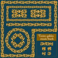 Decorative golden ornate design elements and brush for illustrator N5