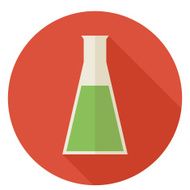Flat Science and Education Chemistry Bulb Circle Icon with long N2