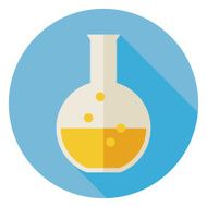 Flat Education and Science Chemistry Bulb Circle Icon with long N2