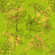 Seamless pattern of various weeds