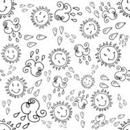 Doodle seamless pattern with sun N7