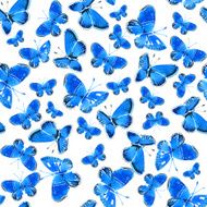 Vector Watercolor Blue Butterfly Seamless Pattern N2