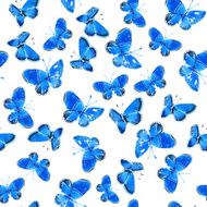 Vector Watercolor Blue Butterfly Seamless Pattern N3