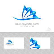 Abstract vector logo set and pattern with wave