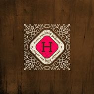 Vintage monogram logo template with flourishes calligraphic elegant ornament elements