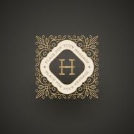 Monogram logo template with flourishes calligraphic elegant ornament elements N3