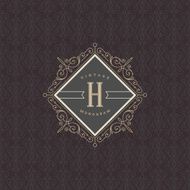Monogram logo template with flourishes calligraphic elegant ornament elements N6