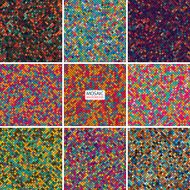 set abstract mosaic background of pixel pattern colored squares