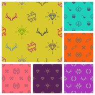 Set of hipster style seamless background - vector illustration