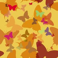 Butterfly seamless pattern on yellow background