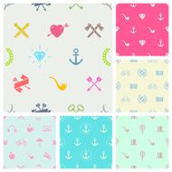 Vector set of hipster style seamless background