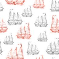 Ships seamless pattern Sea background Vector illustration
