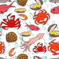 Seafood seamless background