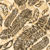 Retro seamless pattern with feathers N2