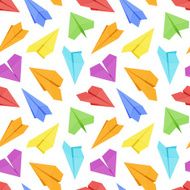 Seamless pattern with colored paper planes N2