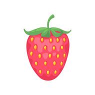 Red strawberry simple cartoon style vector illustration