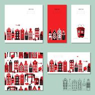 Set of 5 universal cards with old European style building
