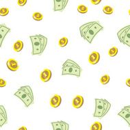 Seamless texture with golden coins money