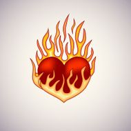 Red heart on fire tattoo