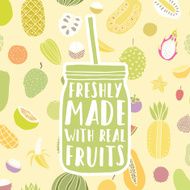 Freshly made with real fruits Hand drawn jar and fruit N2