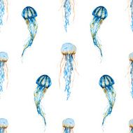 Watercolor jellyfish pattern N2