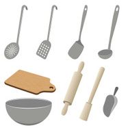 Vector set of kitchen utensils on white background