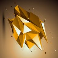 Gold spatial technological shape polygonal wireframe object