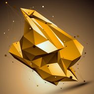 Gold spatial technological shape polygonal wireframe object N2
