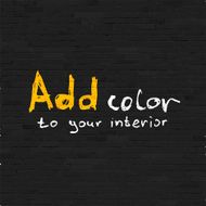 Add color to your interior phrase on black brick wall