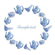 Template from ware Teapot cup milk seller sugar bowl Vector