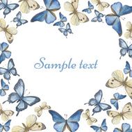 Heart from watercolor butterflies Vector