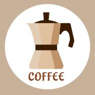 Flat beige coffee maker icon N2