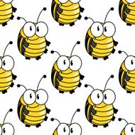 Yellow cartoon striped bugs seamless pattern