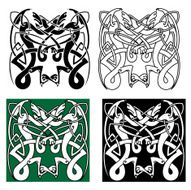 Tribal dragons with celtic knot pattern