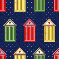 Winter background with colorful doors hearts windows