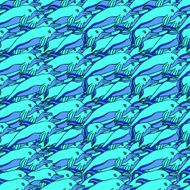 Seamless texture with dolphins Vector seamless pattern