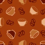 Hot coffee cups seamless pattern background for cafe