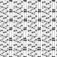 Seamless pattern with black silhouettes bamboo tree on white background