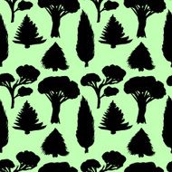 Forest seamless pattern with silhouette trees for your design