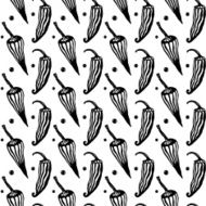 Seamless hand drawn pattern with pepper Mexican food Vector stylish