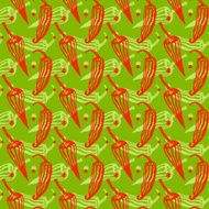 Seamless pattern with hand drawn red pepper Vector stylish pepper