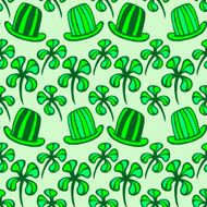 Seamless pattern Doodle style four leaf clover