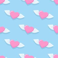 Winged heart seamless pattern Background for Valentine&#039;s day