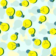 Vector seamless pattern with flat light bulbs Simple background