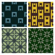 4 Retro different vector seamless patterns N2