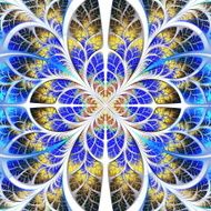 Symmetrical fractal pattern Collection - tree foliage Blue and